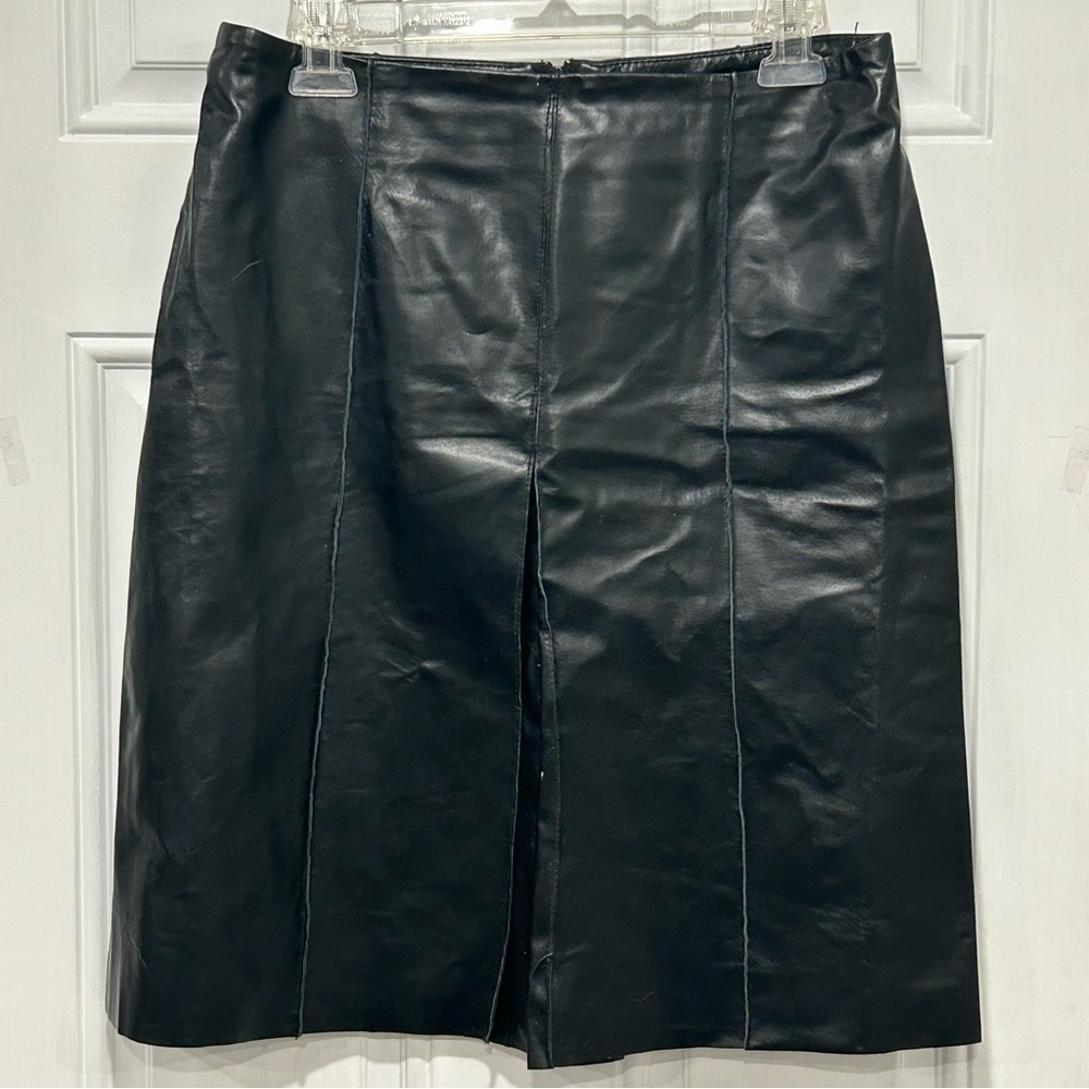 Benetton Genuine leather Lined Skirt Size 44 (size 12) A-line feminine classic